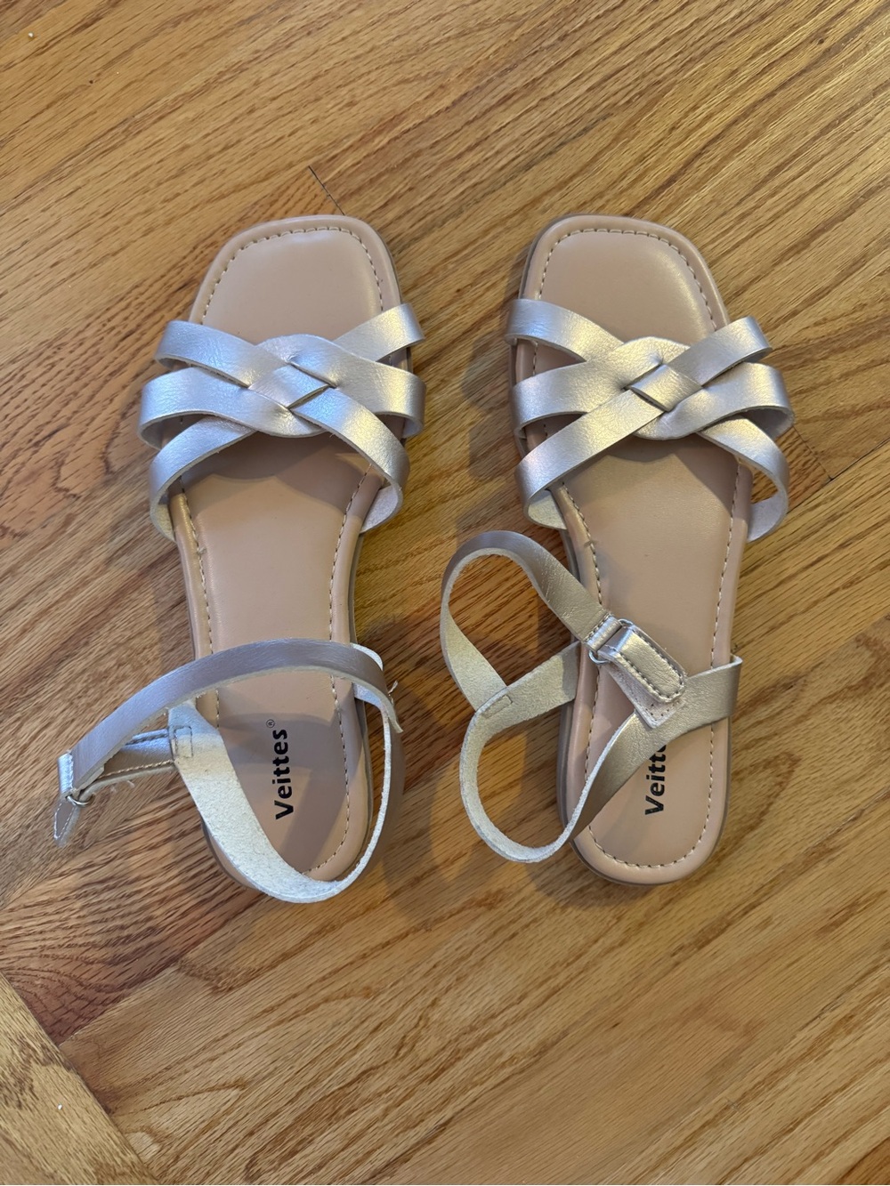 Women's Metallic Gold Braided Strap Sandals